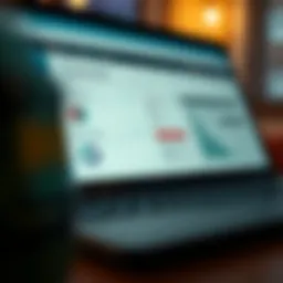 A close-up view of a laptop screen displaying tax software features