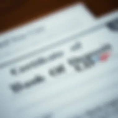 Close-up of a certificate of deposit document