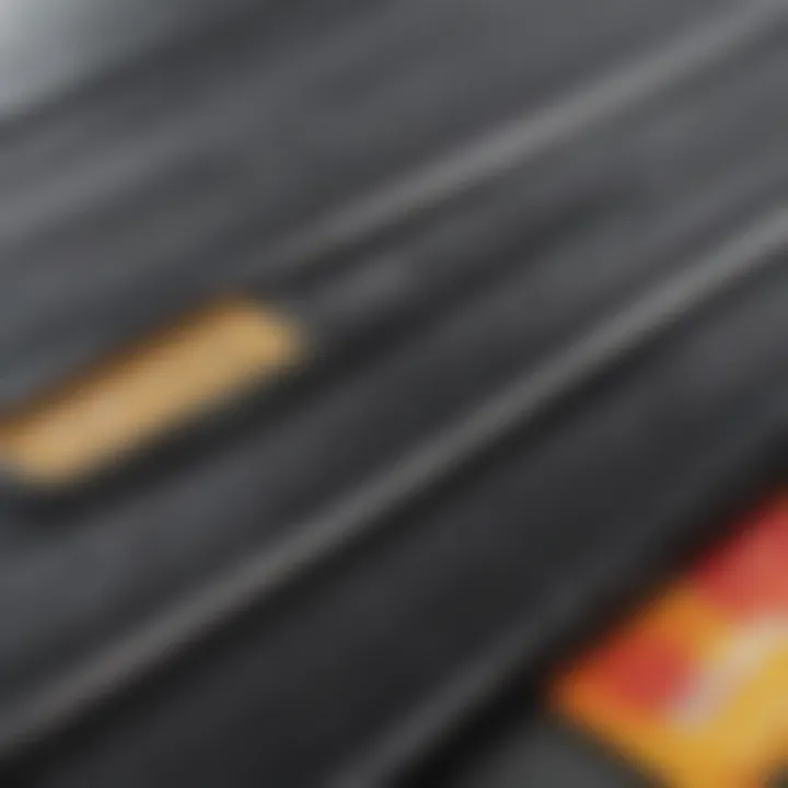 Detailed view of the magnetic stripe on a debit card