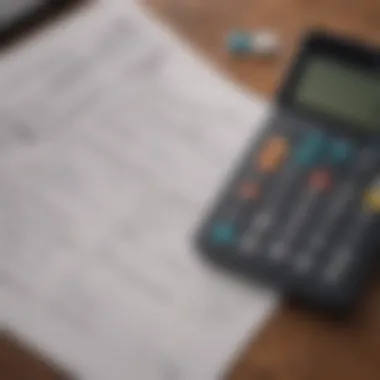 A close-up of a calculator and budgeting sheets