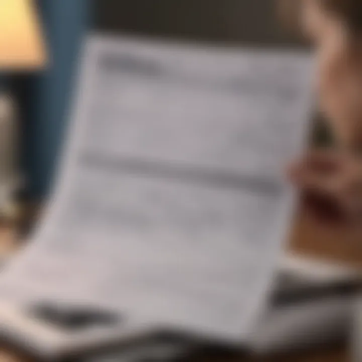 Person reviewing tax forms with a laptop