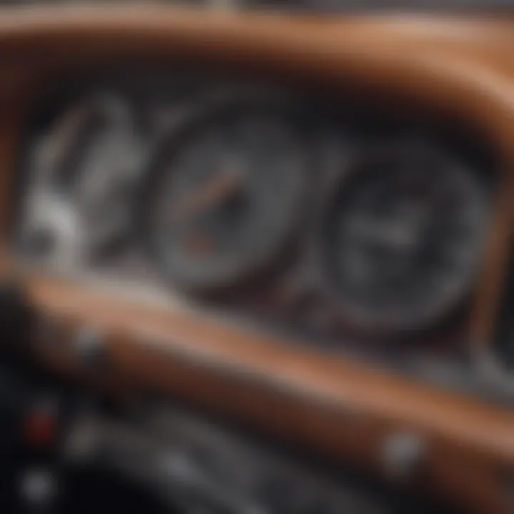 Close-up of classic car dashboard