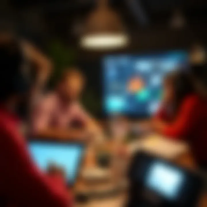 Entrepreneurs brainstorming campaign ideas with digital tools