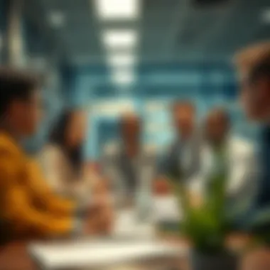 Diverse financial professionals discussing visa options