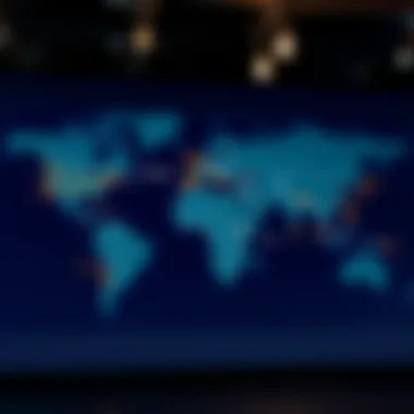 Global map highlighting key financial hubs