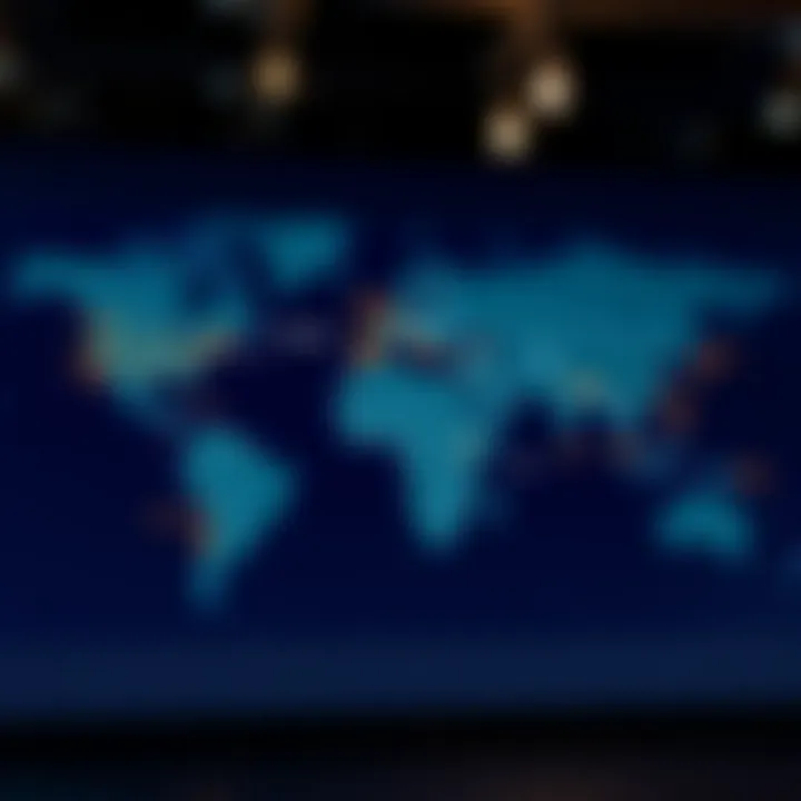 Global map highlighting key financial hubs