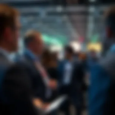 Financial professional networking at an international conference