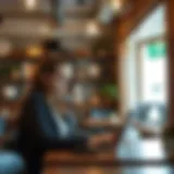 Embracing Flexibility in Gig Work A person working on a laptop in a cozy café, enjoying a flexible work environment.