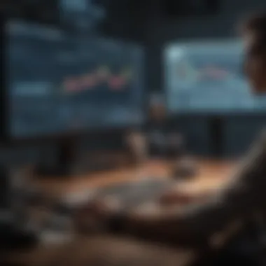 A person analyzing stock trends on a computer