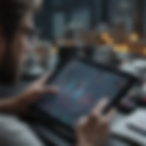 A person analyzing stock market trends on a digital tablet