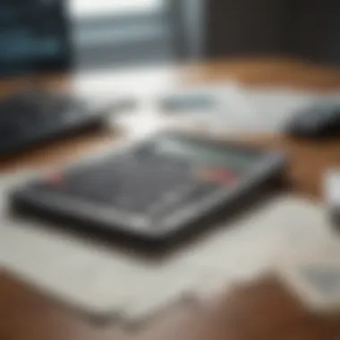 A calculator and financial documents on a table