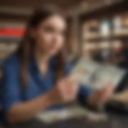 A traveler examining their Bank of America Cash Rewards card while planning an international trip.