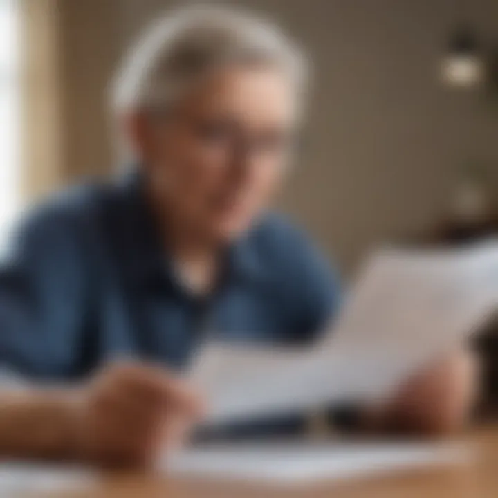 An elderly individual reviewing insurance documents