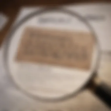 A close-up of a magnifying glass over an insurance policy