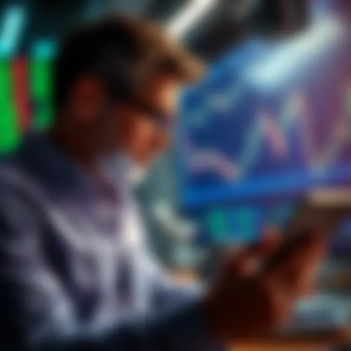 Investor Analyzing Stock Trends A strategic investor analyzing stock trends with tools