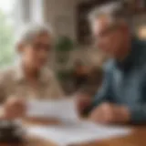 Elderly couple reviewing insurance documents