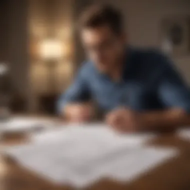 A confident person reviewing loan documents with a pen