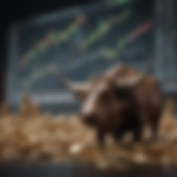 Bull market indicating upward trend