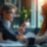 Client Consultation in Insurance Sales A professional discussing insurance options with a client