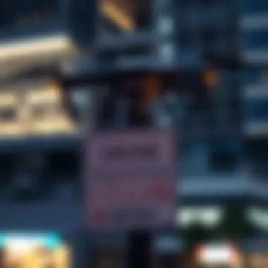 Aerial view of drone regulations signage