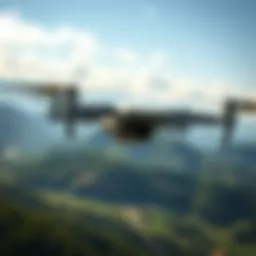 Drone soaring above a scenic landscape