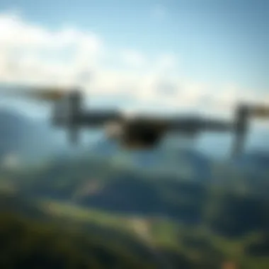 Drone soaring above a scenic landscape