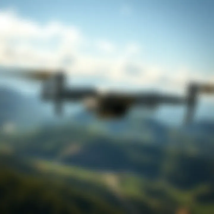 Drone soaring above a scenic landscape