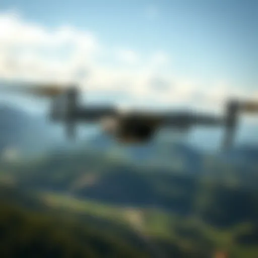 Drone in Flight Drone soaring above a scenic landscape