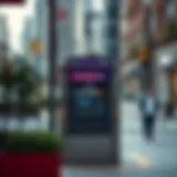 Illustration of a fee-free ATM in a vibrant urban setting