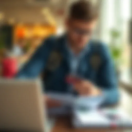 A traveler reviewing credit card options and travel points.